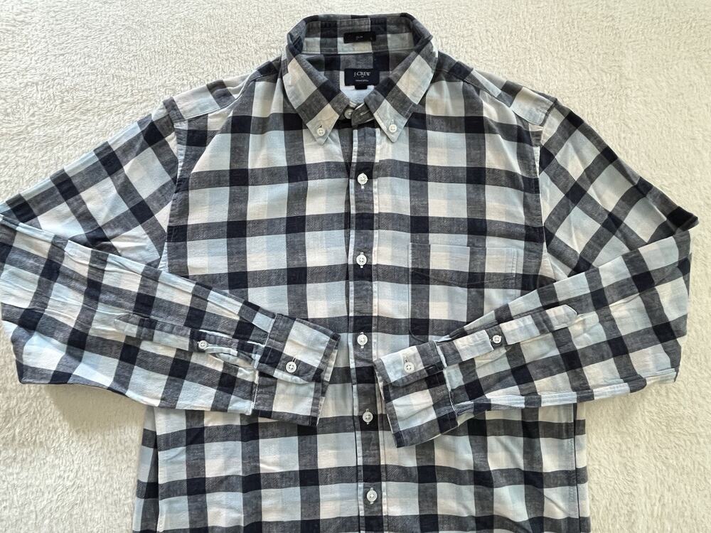 J.Crew Homespun Men’s Medium Blue Buffalo Check Slim Fit Shirt